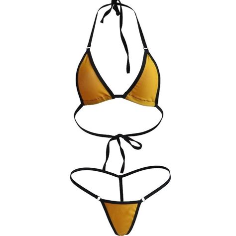 Extrem Micro Bikini Schrittlos Bikini Micro Mini Bikini Gelb Etsy