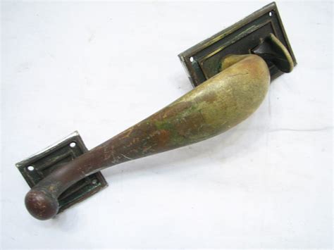 Antique Heavy Brass Thumb Latch Door Pull Handle Colonial Architectural ...