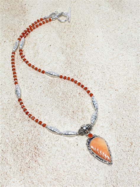 Orange Spiny Oyster Sterling Silver Pendant Orange Carnelian Etsy