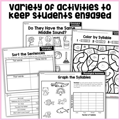 Phonological Awareness Worksheet Bundle Mrs Moes Modifications