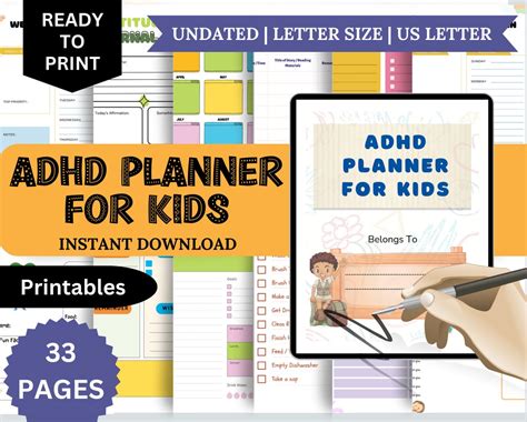 Printable Adhd Planner For Kids Adhd Planner Student School Checklist