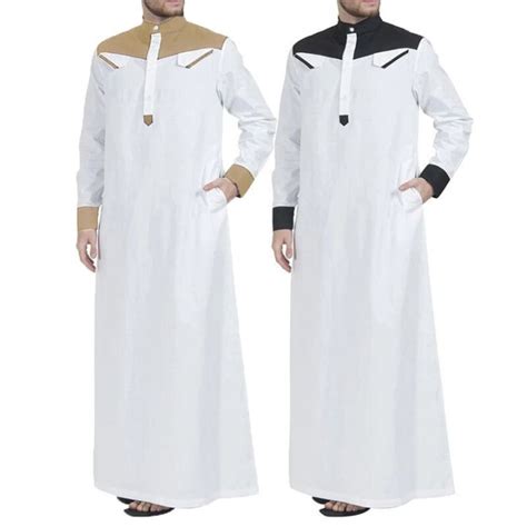 Muslim Men Jubba Thobe Islamic Clothing Ramadan Mens Moroccan Kaftan