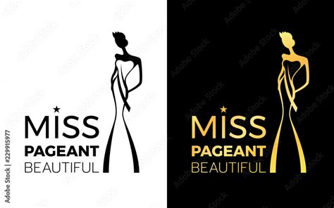 Miss pageant Beatiful logo sign with woman wear a crown and sash sign ...