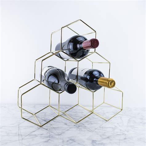 Mid Century Modern Gold Metal Wine Rack Metal Wine Rack Wine Rack Modern Wine Rack