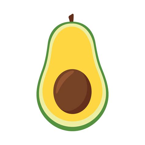 Animated Avocado Half Slices Fruit Icon Clip Art In Cartoon Vector