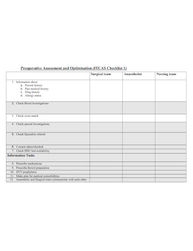 Free 10 Preoperative Checklist Samples Surgical Management Nursing