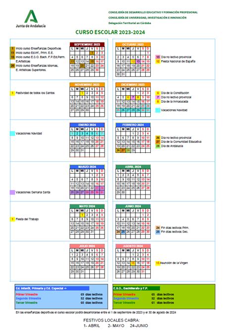 Calendario Escolar Ceip Ntra Sra De La Sierra