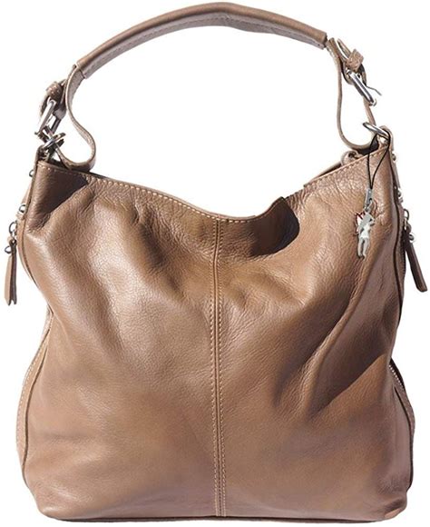 Florence Damen Beuteltasche Tasche Braun Taupe Echtes Leder X X Cm