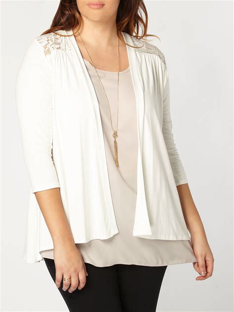 Grace Made In Britain Grace Cream Lace Panel Open Front Cardigan