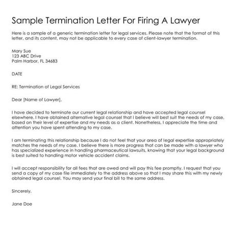 Free Attorney Lawyer Termination Letter Template