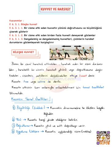 6 Sinif KUVVET VE HAREKET FENUSBILIM DERS NOTU