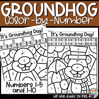 Groundhog Day Color By Number 1 5 And 1 10 Winter Math By Up And Away