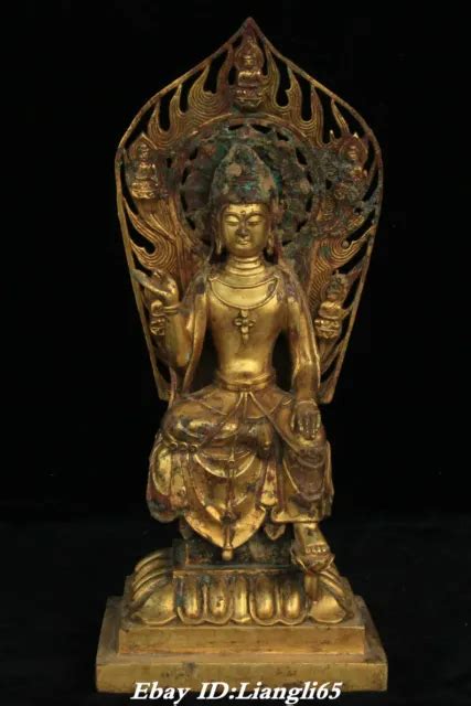 Alte Bronze Ware Karat Gold Vergoldet Guanyin Kwan Yin Buddha