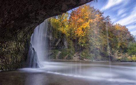 Wallpaper Trees Landscape Waterfall Rock Nature Reflection Long