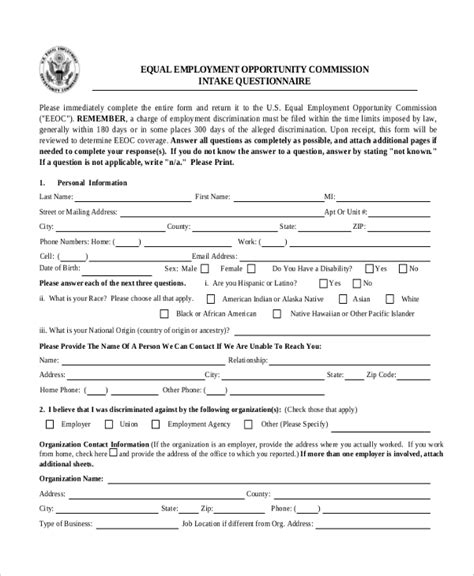 Fillable Eeoc Complaint Form Printable Forms Free Online