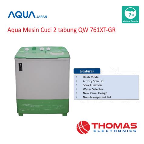 Jual Aqua Mesin Cuci 2 Tabung 7 Kg Hijab Series QW 761XT GR QW761XTGR