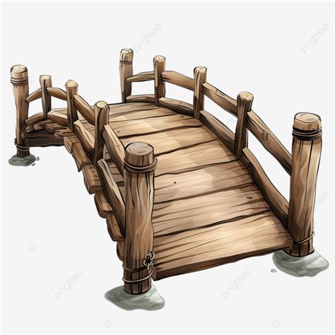 Vector Graphics Of A Tiny Wooden Bridge Bridge Cliff Nature Png