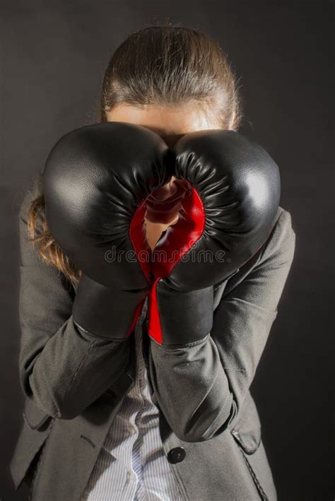 Business Woman In Fighting Stance Stock Image Image Of Stress