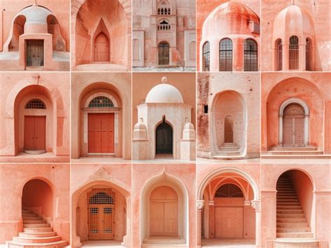 Premium Photo A Symphony Of Arches Diverse Doorways In Warm