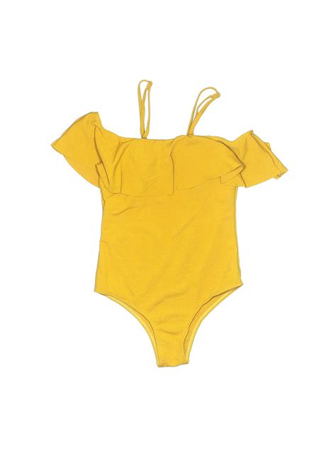 Zaful Solid Yellow One Piece Swimsuit Size 4 50 Off Thredup