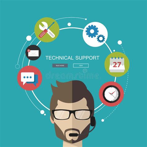 Flat Design Icons Technical Support Assistant Stock Illustrations 363 Flat Design Icons