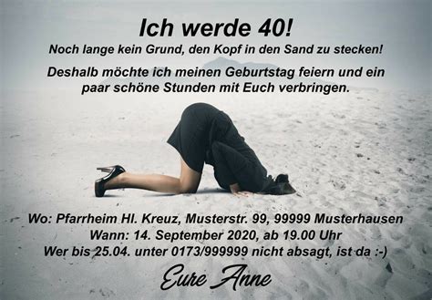 Einladungskarten Geburtstag inkl Umschläge lustig Kopf Sand Mann Frau