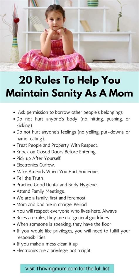 20 Rules To Help You Maintain Sanity As A Mom Artofit