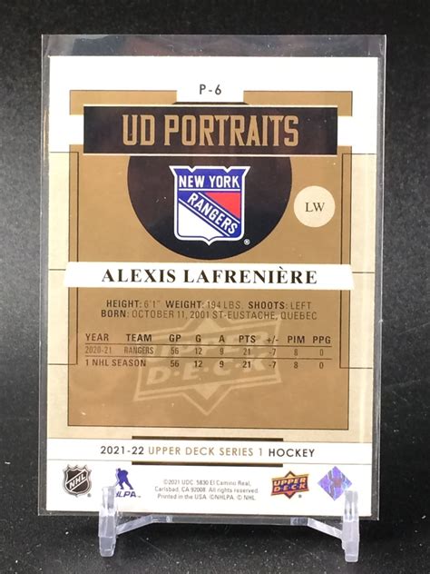 UPPER DECK PORTRAITS ROOKIE CARD ALEXIS LAFRENIERE RANGERS