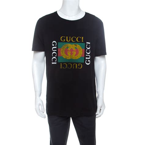 Gucci Black Cotton Vintage Logo Printed T Shirt L Gucci Tlc