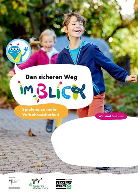 Plakat Kinder Im Stra Enverkehr Den Sicheren Weg Im Blick A