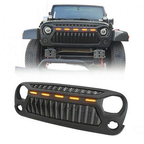 Jeep Jk Wrangler 2007 2017 Front Vertical Bar Grille With Drl Amber Lights