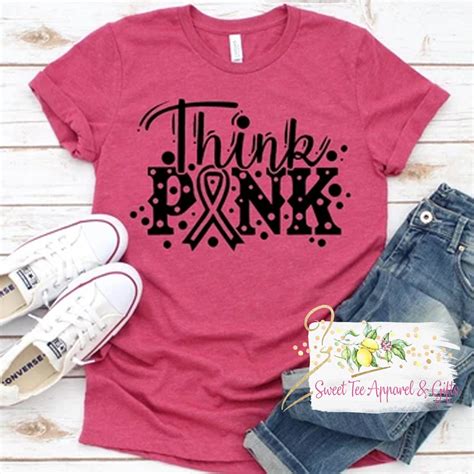 Think Pink T Shirt Cancer Awareness T Shirt Cancer Etsy