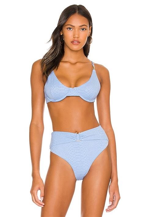 Revel Rey Inez Bikini Top In Seine Blue Snake Texture Revolve