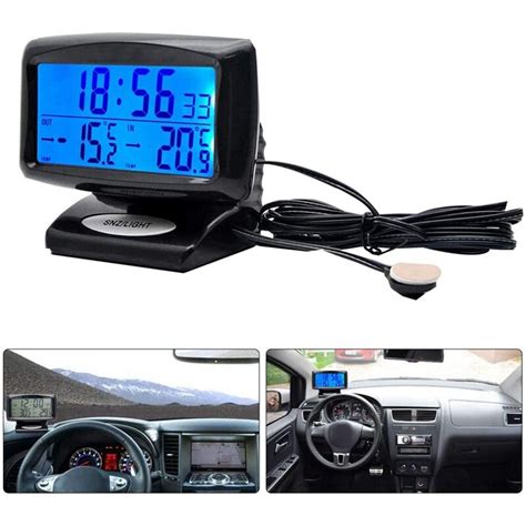 Draagbare In Auto Auto Thermometer Klok Lcd Display Gauge Indoor