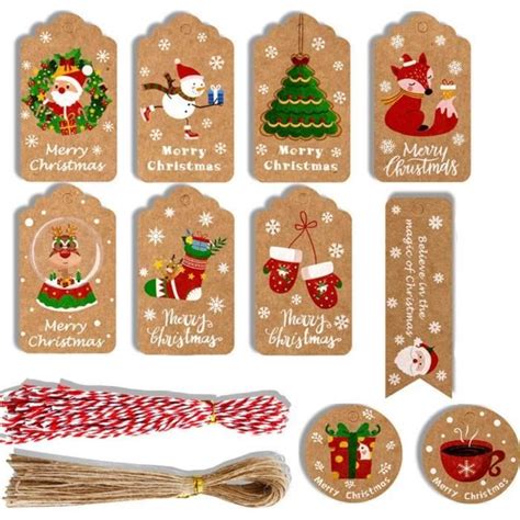 Lot De Tiquettes Cadeaux De No L En Papier Kraft Tiquettes