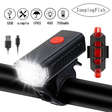 Sporting Goods Bike Bicycle Light USB LED Rechargeable Set Cycle Front