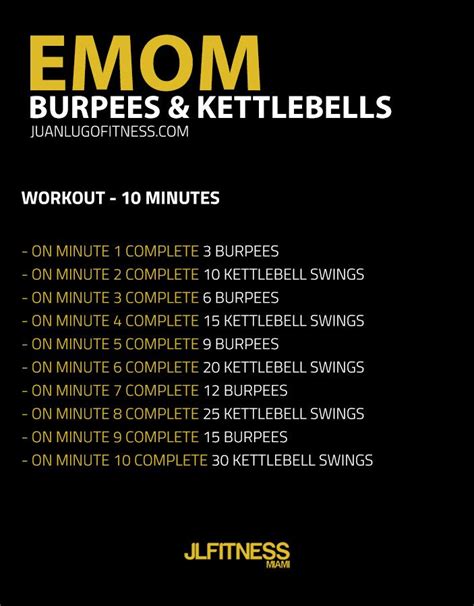 Burpee Kettlebells Emom Jlfitnessmiami Burpee Workout Kettlebell