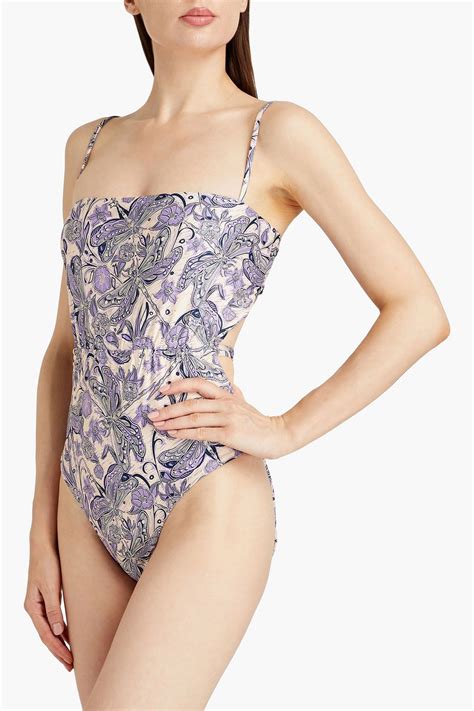 Agua By Agua Bendita Azul Floral Print Swimsuit The Outnet