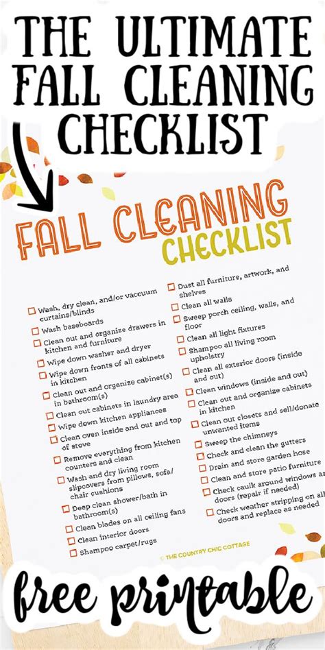 Free Printable Fall Cleaning Checklist Fall Cleaning Cleaning