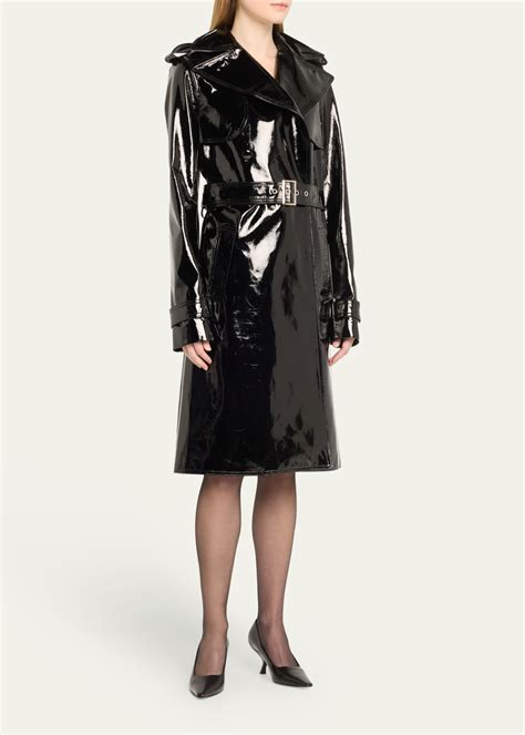 Laquan Smith Patent Leather Belted Trench Coat Bergdorf Goodman