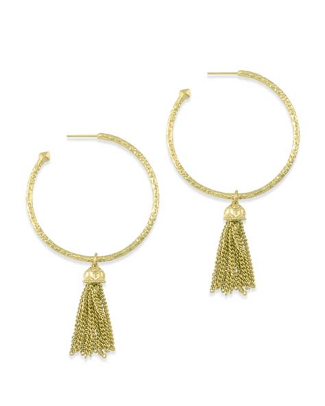 Tassel Charm Hoop Earrings Set In Gold Kendra Scott