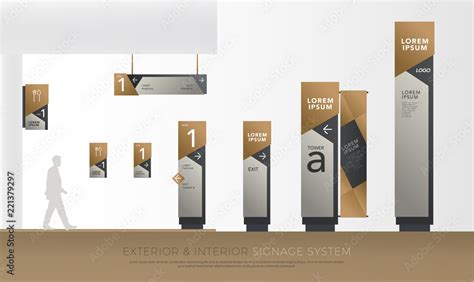 Exterior And Interior Green Eco Signage Concept Direction Pole Wall