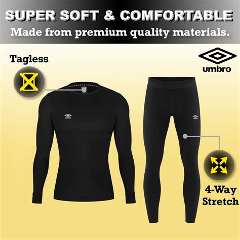 Umbro Mens Thermal Underwear Set Warm Mens Thermal Shirt And Long Johns Cold