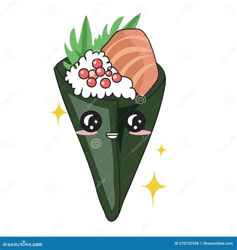 Clipart De Kawaii Ajuste De Sushi Temaki Ilustraci N Del Vector