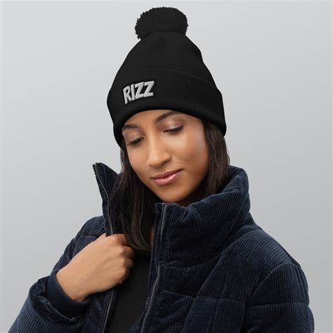 Bobble Beanie Rizz Embroidered Hat Unisex Etsy