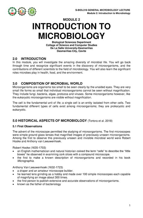 Module 2 Na Module 2 Introduction To Microbiology Module 2