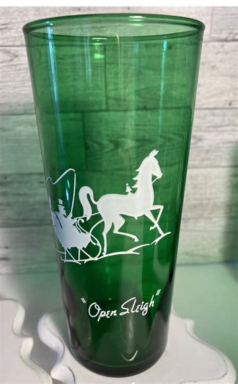 Anchor Hocking Forest Green Glass Ice Tea Tumblers Gay Nineties Etsy