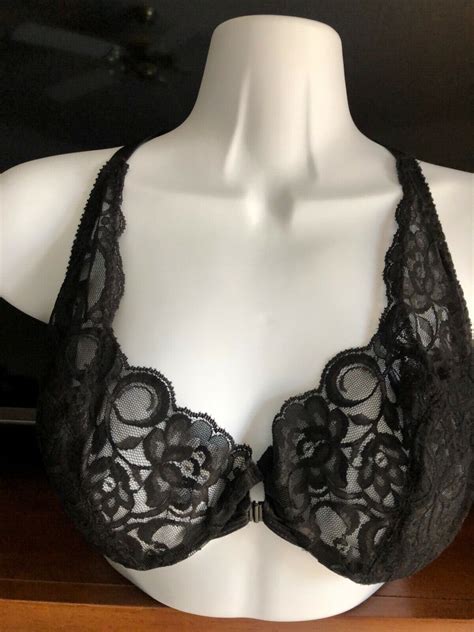 Christian Dior Black Lace Front Fastening Bra With Ma Gem