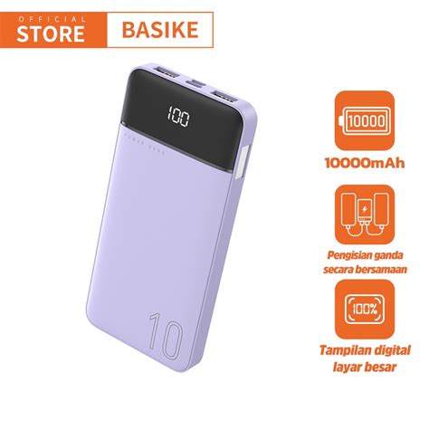 Jual BASIKE Powerbank 20000 Mah Fast Charging Dual USB LED Power Bank