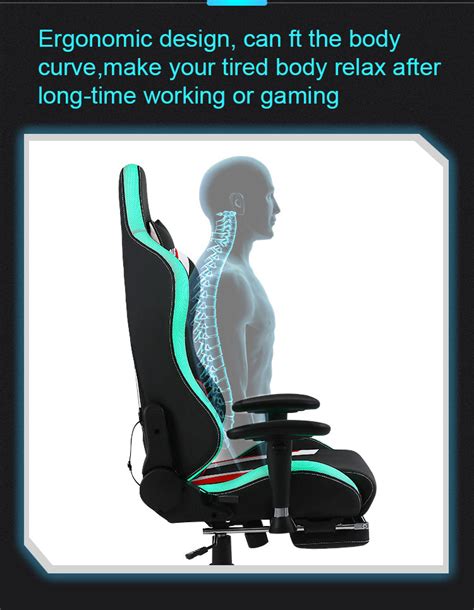 RGB Gaming Chair, LED Lights, Ergonomic Design Reclining Swivel Chair ...